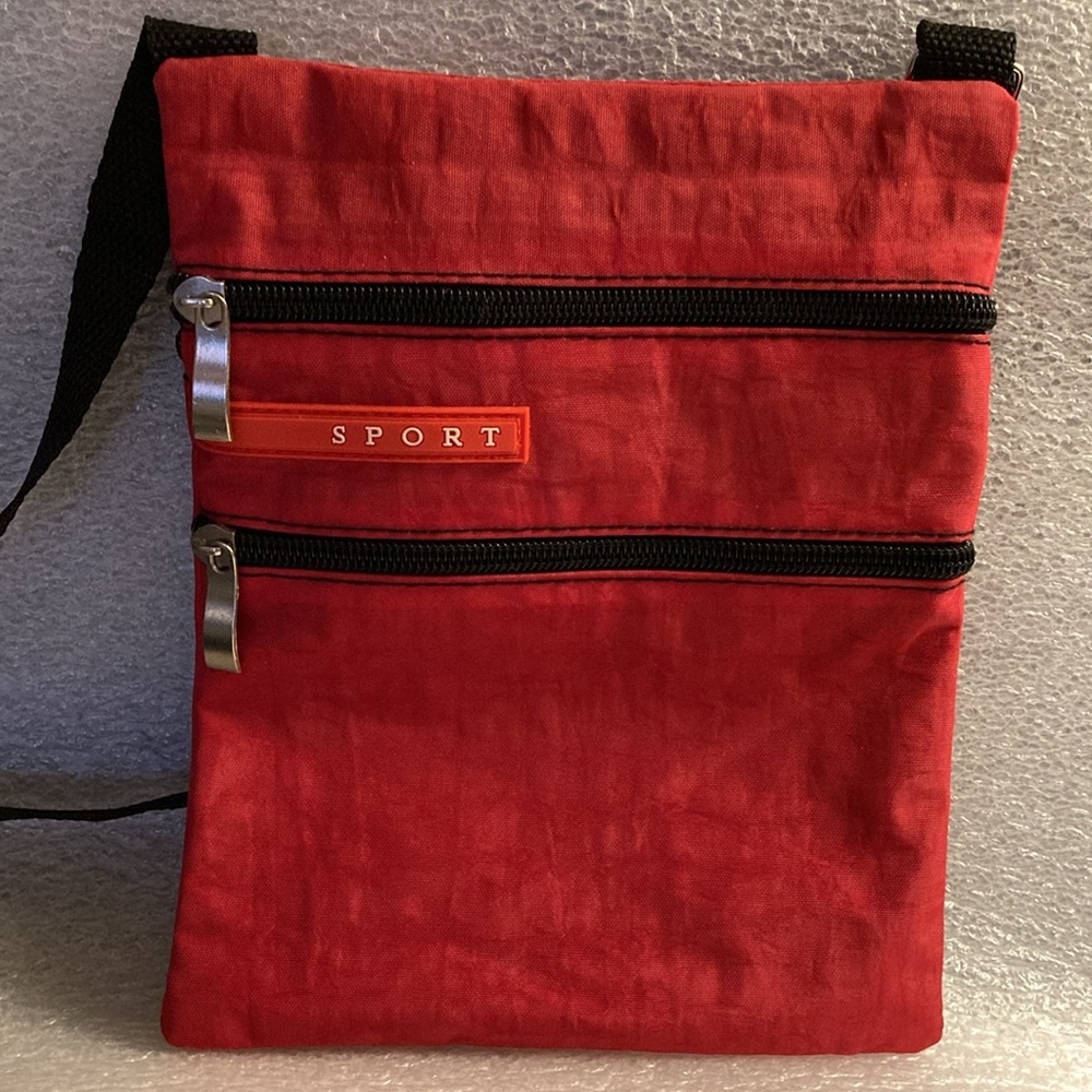 NWOT - SPORT Red Crossbody Bag Adjustable Attached Strap & Zippered Pockets